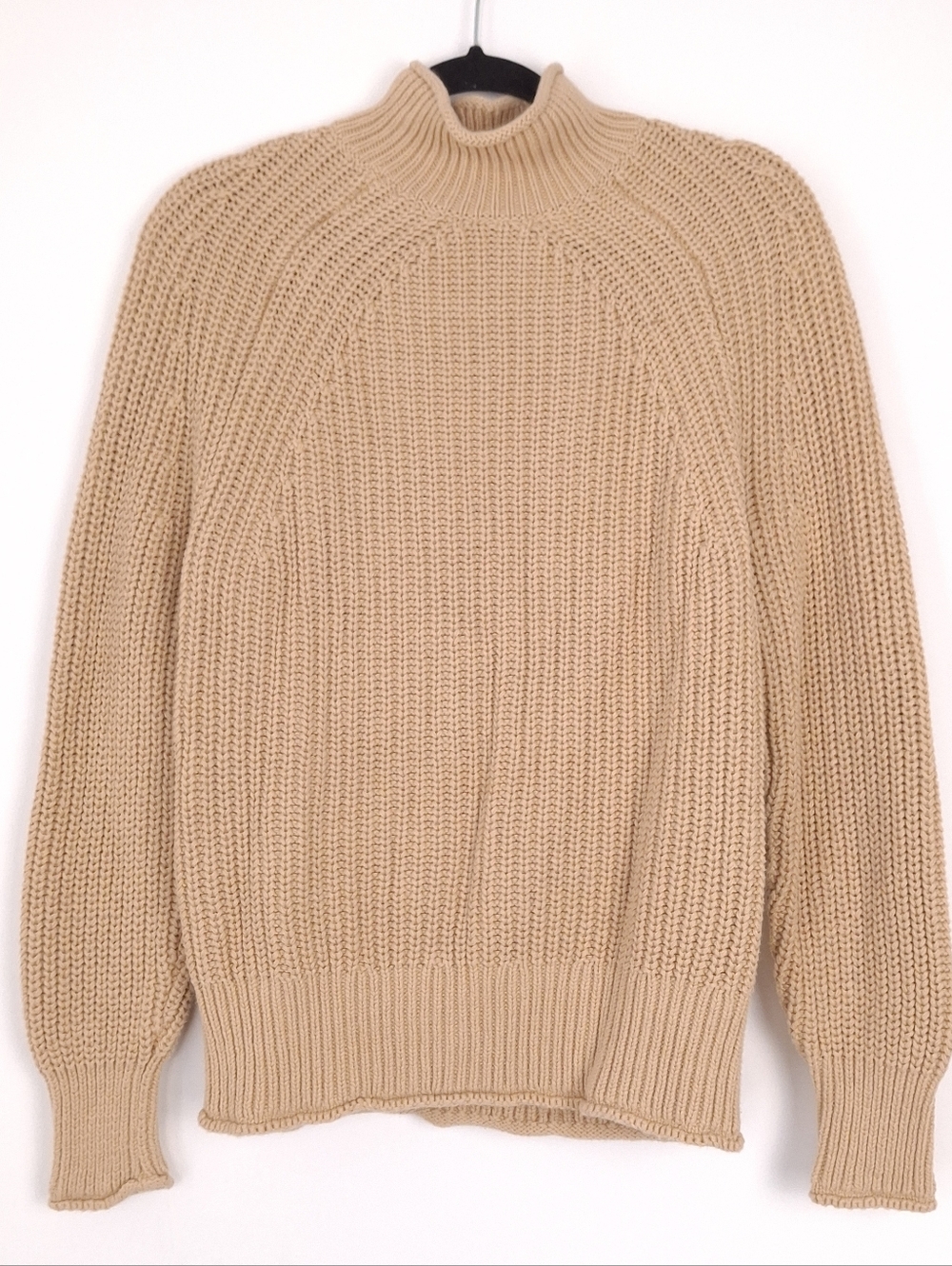J Crew Relaxed Rollneck Sweater Sandy Beach cotton preppy old money spring beige